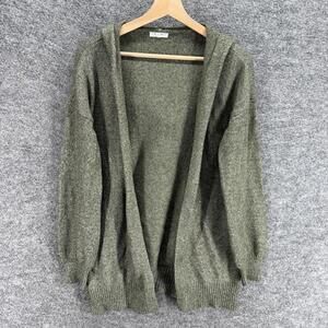 Maurices Cardigan Women S Small Gray Open Front Hooded Long Sleeve Knit Casual